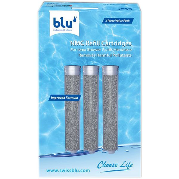 blu NMC Refill Cartridge for Handheld Blu Ionic Shower Filter - Nano Molecular Cluster Technology - Combo Pack (3 units Value Pack)