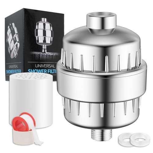Shower Filter 25 Stage for Hard Water with 1 Replaceable Filter Cartridge for Removing Chlorine Fluoride, Polished Chrome