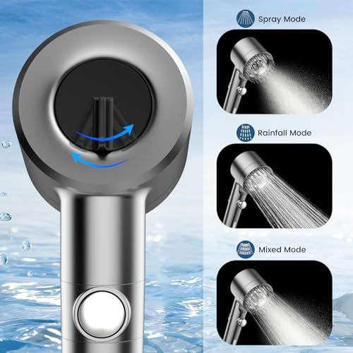 PWERAN Filtered Shower Head with Handheld, High Pressure Water Flow and Multiple Spray Modes Shower Head with Filter, Power Wash for Hard Water, Showerhead with ON/OFF Switch for Pets Bath