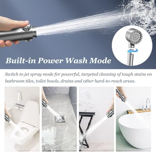 FEELSO High Pressure Shower Head with 4 Spray Modes, Showerhead with Filters and Upgraded Anti-clog Nozzles for Hard Water -Remove Chlorine, Reduce Dry Itchy Skin -ON/OFF Switch for Pet Bath